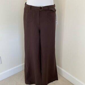 NWT Dress-U By Sharon Elegant Women's Brown Wide Leg Pants